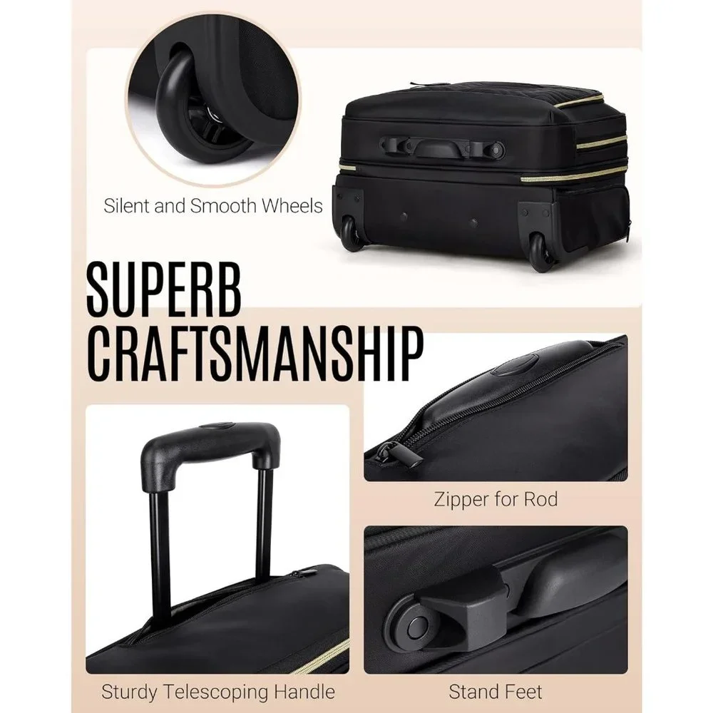 LIGHT FLIGHT Rolling Laptop Bag 17.3 inch Rolling Briefcase for Women